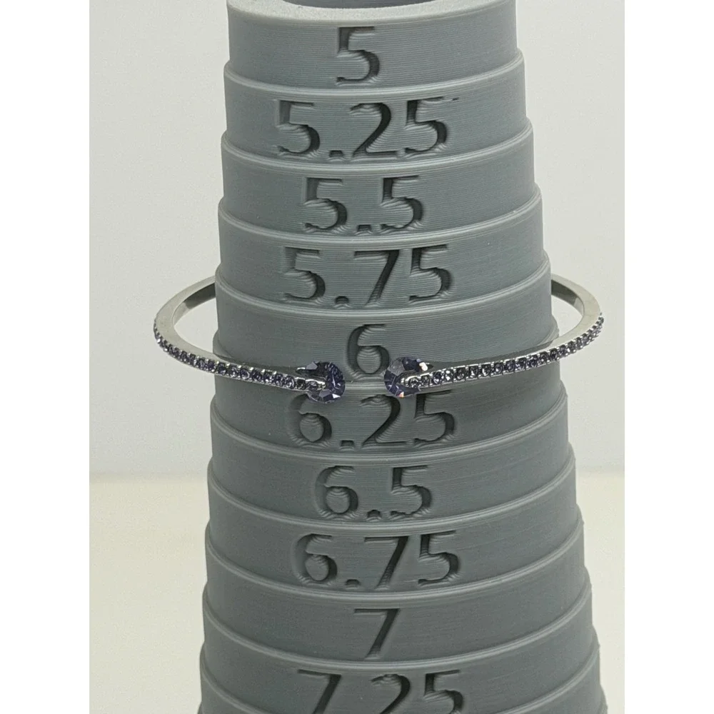 Givenchy Silver Tone Purple Crystal Bypass Hinged Bangle Bracelet Luxury Bridal